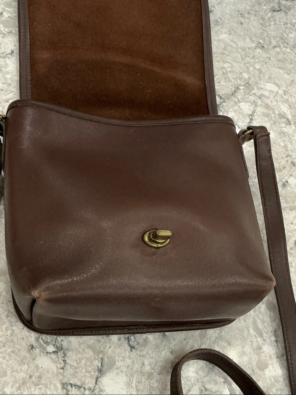 Vintage Coach Dark Brown Leather Messenger Crossbody